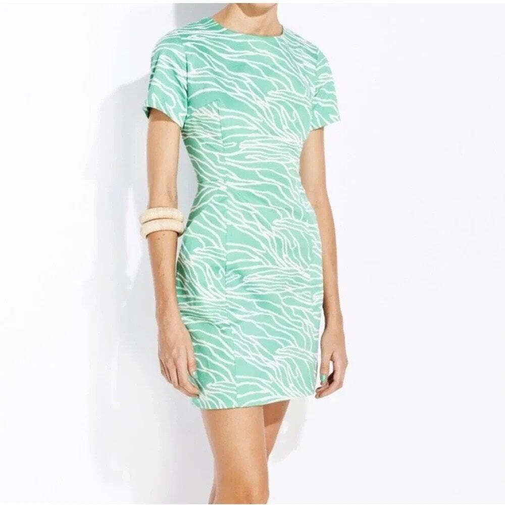 Anthropologie | Dresses | Whit Anthropologie Short Sleeve Mini Dress Backless Green White Leaf Size 4